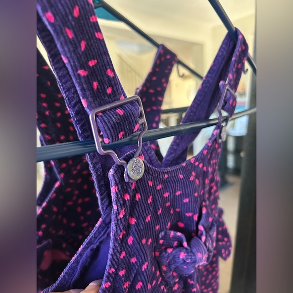 Purple corduroy‎ polkadot bubble overalls size 12m - Picture 3 of 6